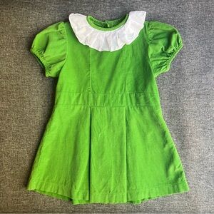 Posh Pickle Toddler Girls Corduroy Dress Green Ruffle Collar 4T